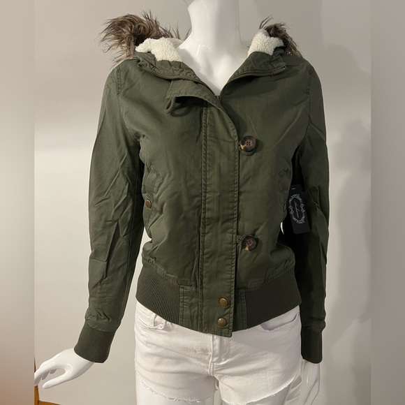Ambiance Olive Green Hooded Jacket - Picture 1 of 9